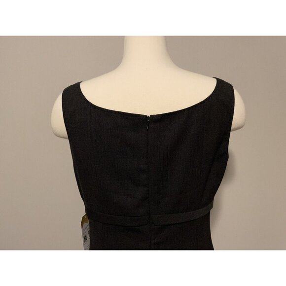Rebecca Taylor Dark Grey Sheath Dress with Accent Bow, Size 12 - Picture 9 of 11
